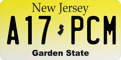 NJ license plate A17PCM