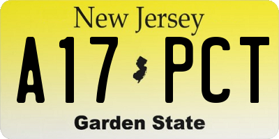 NJ license plate A17PCT