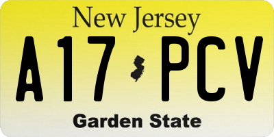 NJ license plate A17PCV