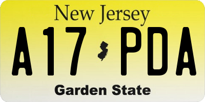 NJ license plate A17PDA