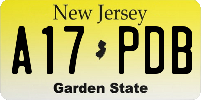 NJ license plate A17PDB