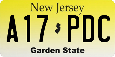 NJ license plate A17PDC