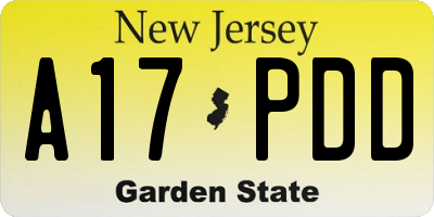 NJ license plate A17PDD