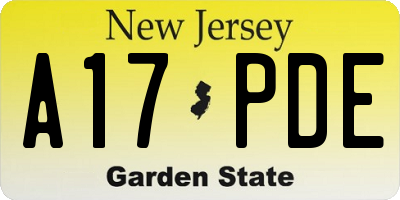 NJ license plate A17PDE