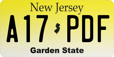NJ license plate A17PDF