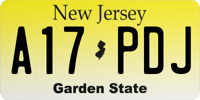 NJ license plate A17PDJ