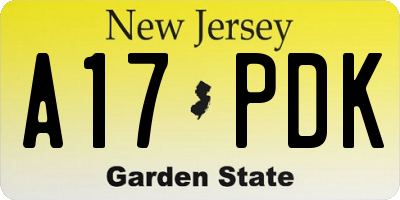 NJ license plate A17PDK