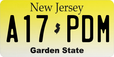 NJ license plate A17PDM
