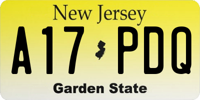 NJ license plate A17PDQ