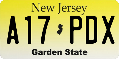 NJ license plate A17PDX