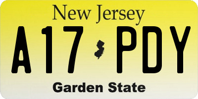 NJ license plate A17PDY