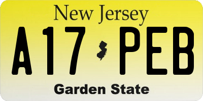 NJ license plate A17PEB