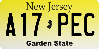 NJ license plate A17PEC