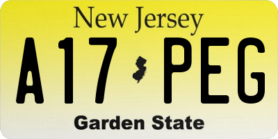 NJ license plate A17PEG