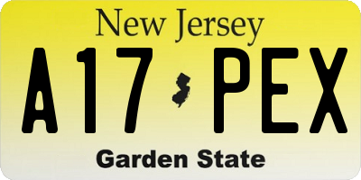 NJ license plate A17PEX