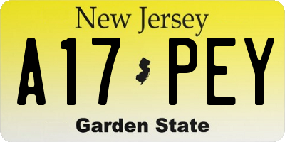 NJ license plate A17PEY