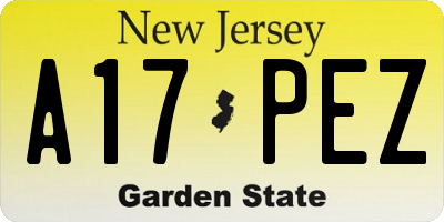 NJ license plate A17PEZ