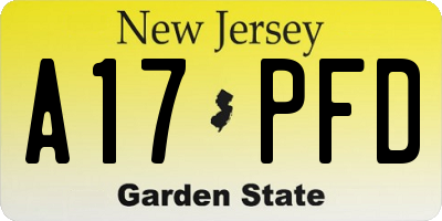 NJ license plate A17PFD