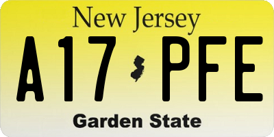 NJ license plate A17PFE