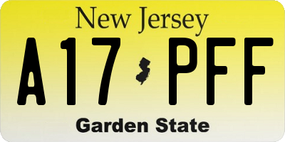 NJ license plate A17PFF