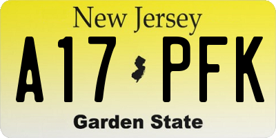 NJ license plate A17PFK