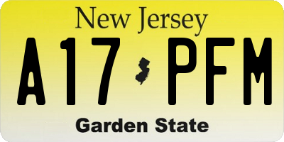 NJ license plate A17PFM