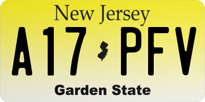 NJ license plate A17PFV