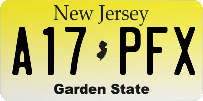 NJ license plate A17PFX
