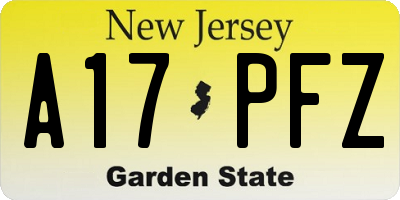 NJ license plate A17PFZ