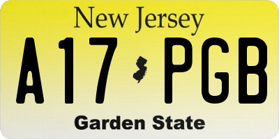 NJ license plate A17PGB
