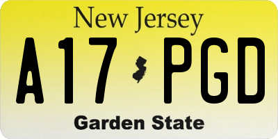 NJ license plate A17PGD