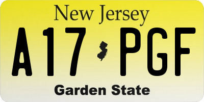 NJ license plate A17PGF