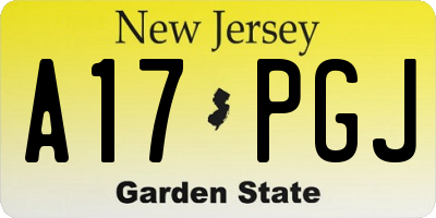 NJ license plate A17PGJ