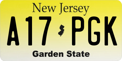 NJ license plate A17PGK