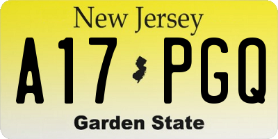 NJ license plate A17PGQ