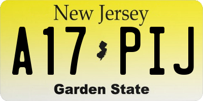 NJ license plate A17PIJ