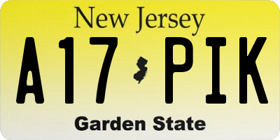 NJ license plate A17PIK