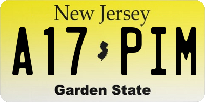 NJ license plate A17PIM