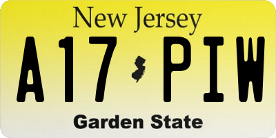 NJ license plate A17PIW