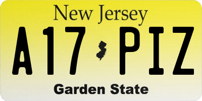NJ license plate A17PIZ