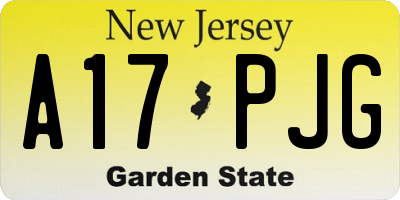 NJ license plate A17PJG