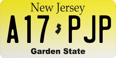 NJ license plate A17PJP