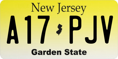 NJ license plate A17PJV