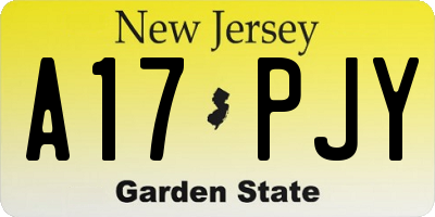 NJ license plate A17PJY