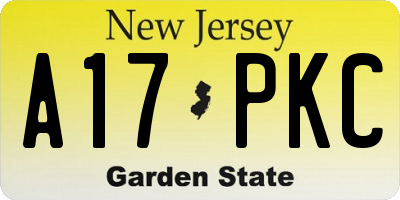NJ license plate A17PKC