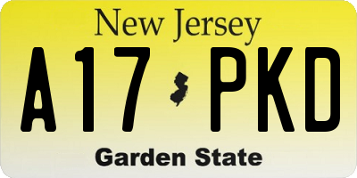 NJ license plate A17PKD