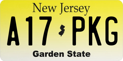 NJ license plate A17PKG