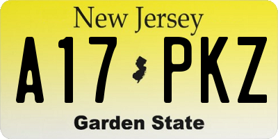 NJ license plate A17PKZ