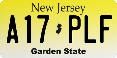 NJ license plate A17PLF