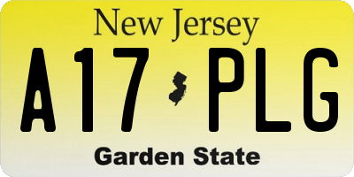 NJ license plate A17PLG